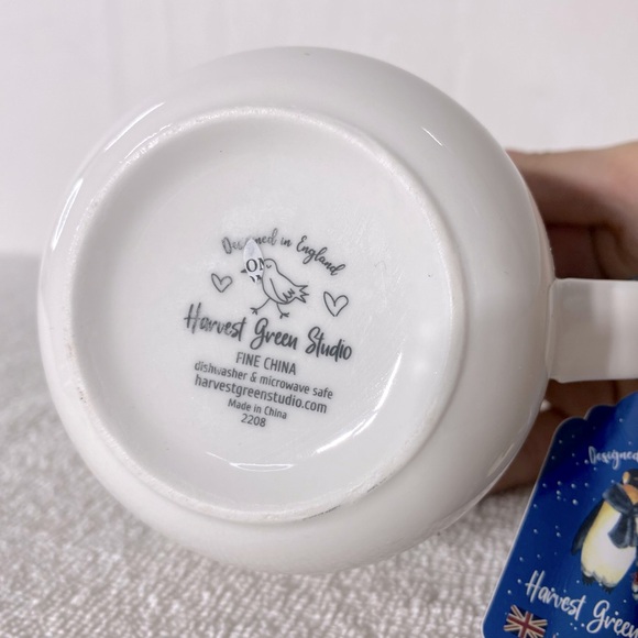 SOLD-Harvest Green Studio Designed In England Large Penguin Print Mug Coffee Cup - Picture 5 of 10